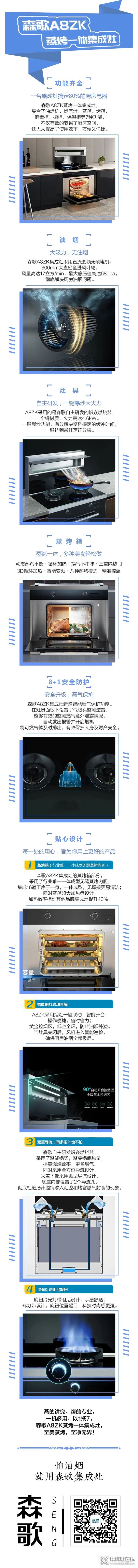 森歌A8ZK蒸烤一體集成灶，一臺集成灶搞定80%的廚房電器，你還不心動嗎