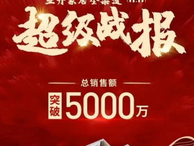 雙11戰(zhàn)報(bào)！亞丹家居全渠道銷售額超5000萬，再攀巔峰！